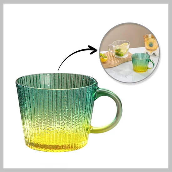 Bögre – Barázdált, színes üveg, zöld-sárga átmenettel, 380 ml SZK176