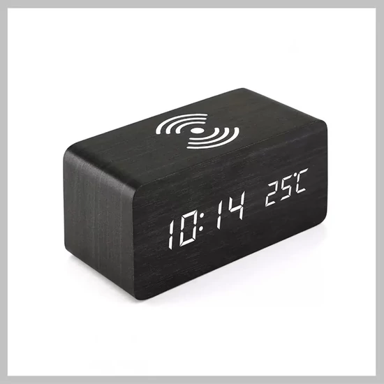 THO DH-1290 Digitális ébresztőóra wireless QI töltővel 5W 628988 