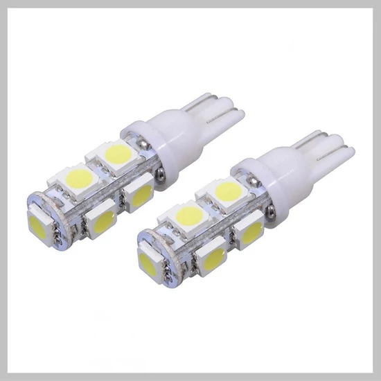 Autós LED izzó 9 SUPER LED – 12V T10, fehér (2 darabos szett) 33719