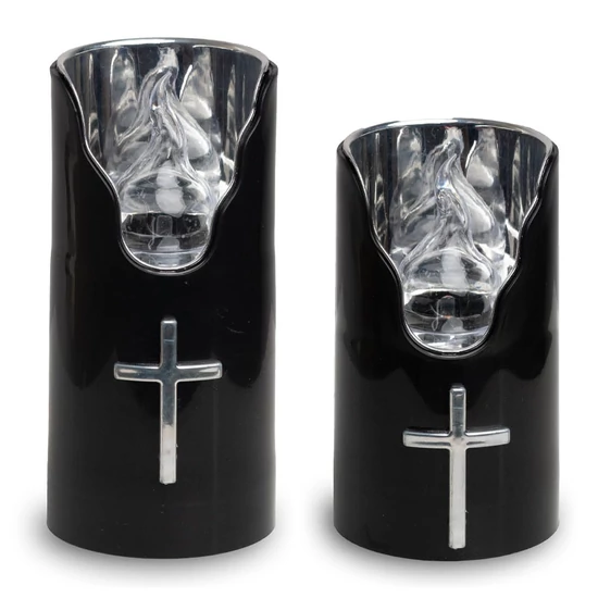 6db Elektromos LED mécses - Fekete-ezüst fehér lánggal 55532-7