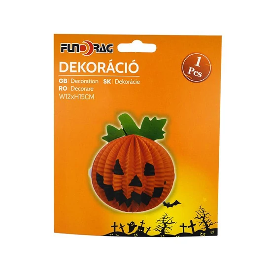 Halloween dekor tök 12x15 cm 55659