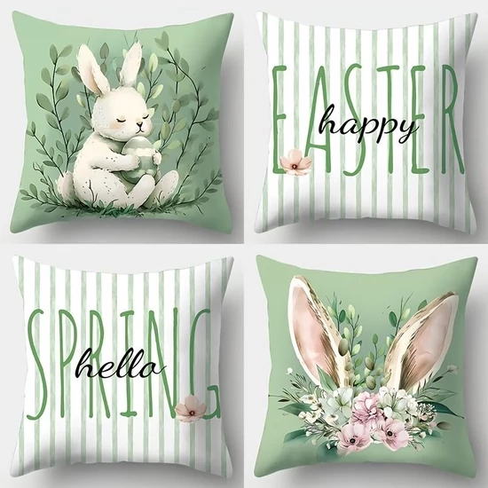 4 Darabos Húsvéti Nyuszis Párnahuzat Szett (45x45 cm) YJ624215