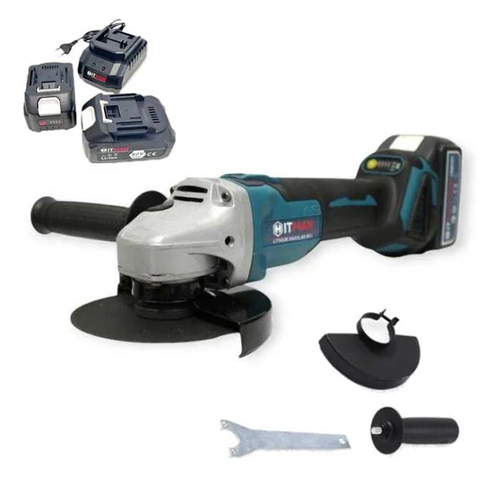 Hitman akkus flex, fordulatszám szabályzós sarokcsiszoló, 125-ös, 2 akkumulátoros, HT-BAG-7433R