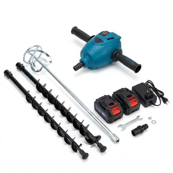 2 az 1-ben Akkumulátoros Földfúró és Keverőgép Szett SK-3613