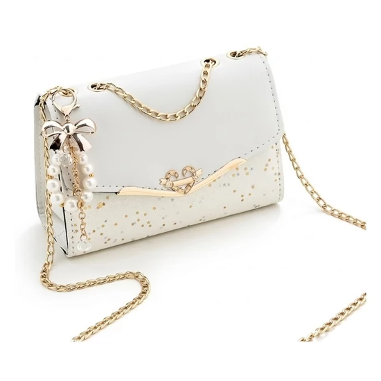 Női válltáska láncos pánttal - Fehér HF2434596-2