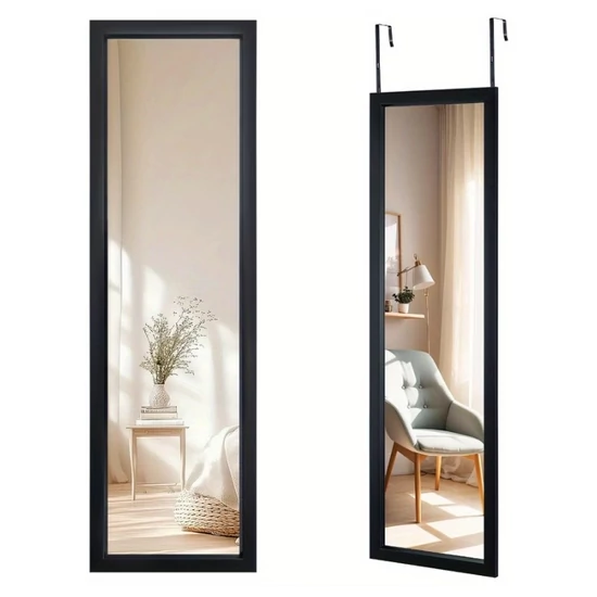 Ajtóra akasztható állótükör 110 x 33 cm - Fekete BT4869842-2