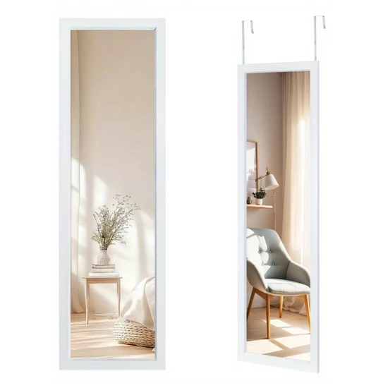 Ajtóra akasztható állótükör 110 x 33 cm - Fehér BT4869842