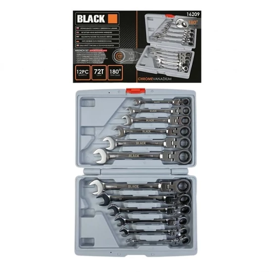 BLACK racsnis csillag-villáskulcs készlet 12 részes 16209