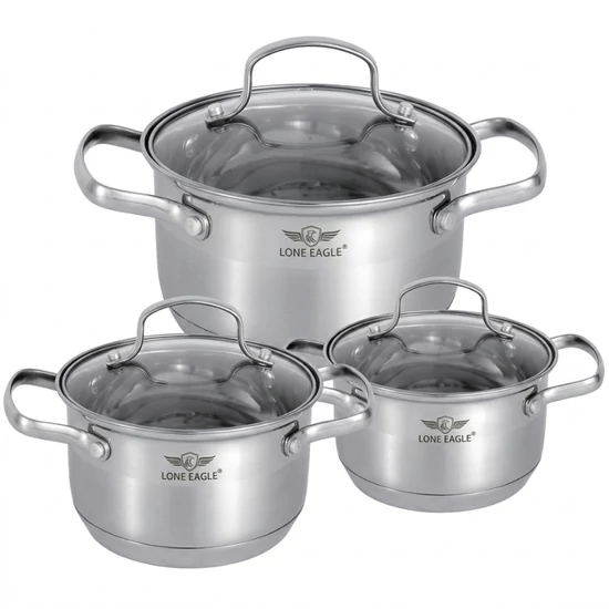 6 részes Rozsdamentes Acél Edénykészlet – Klasszikus Ezüst ERA-06