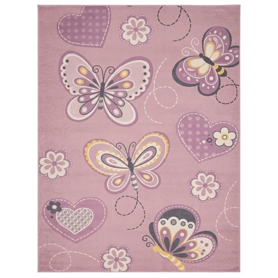 Pillangó mintás gyerek szőnyeg virágokkal és szívekkel 120 x 180 cm GYSZ29