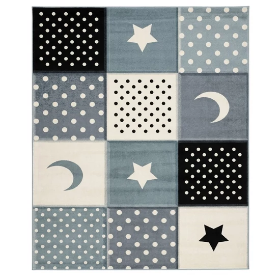 Kockás mintás szőnyeg csillag és hold motívumokkal 100 x 200 cm GYSZ42