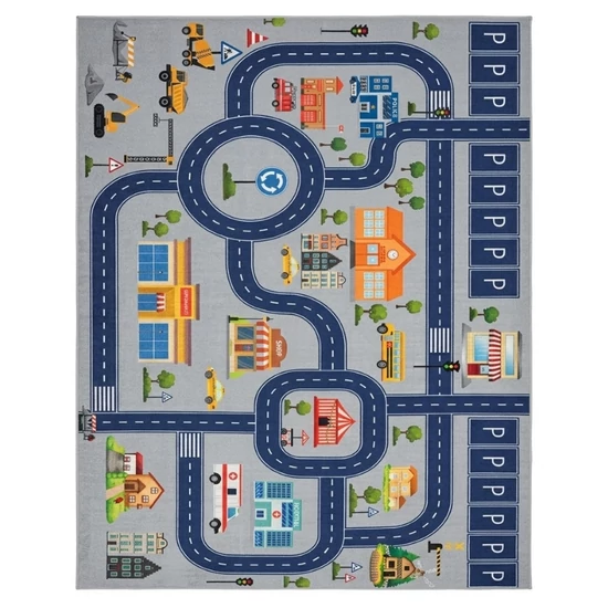 Gyerek szőnyeg részletes városi úthálózat mintával 120 x 180 cm GYSZ25