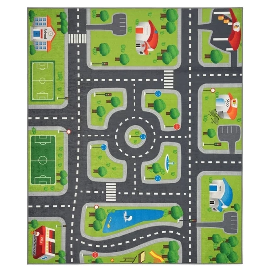 Gyerek szőnyeg parkos városi úthálózat mintával 100 x 200 cm GYSZ63