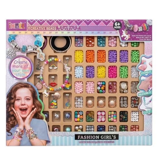 iWELL Creative Beads – Fashion Girl's Kreatív Ékszerkészítő Szett IW-120