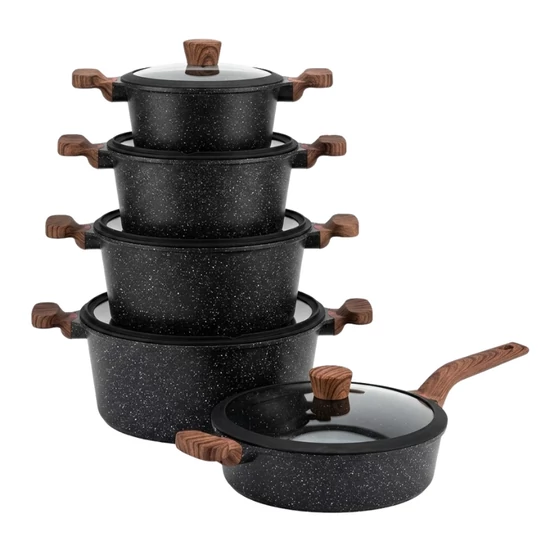 Gránit Hatású Prémium Edénykészlet – Antracit Fekete NUBE26-20F