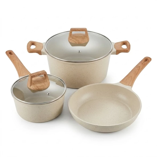 Prémium Gránit Bevonatú Edénykészlet - Bézs NUBE26-22B