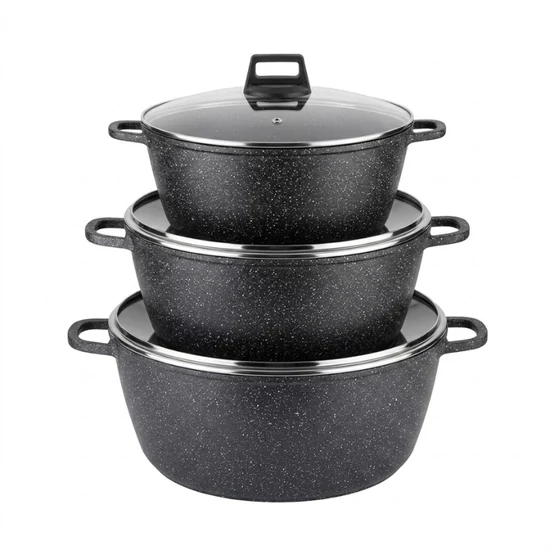 HotChef 6 részes óriás edénykészlet – Gránit bevonatú lábasok NUBE26-23