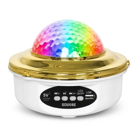 LED Crystal Magic Ball Light – Színes Partylámpa és Hangszóró SD008E