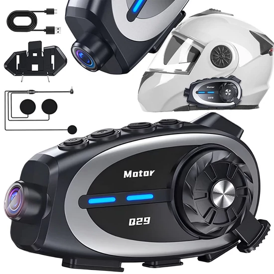 Bluetooth motoros sisak kihangosító intercom kamerával q29 10185