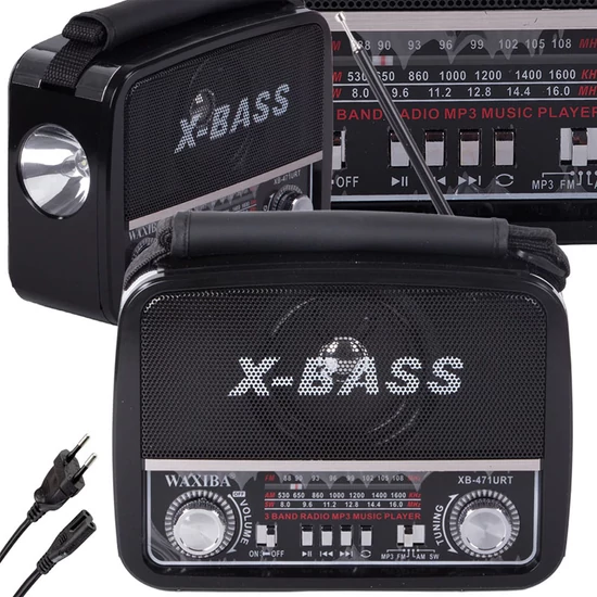 Waxiba Hordozható, elemes rádió Beépített zseblámpa fekete 27543_CZ