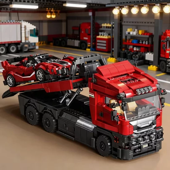 Nehéz teherautó és sportautó építőkocka modell 77M6K56265