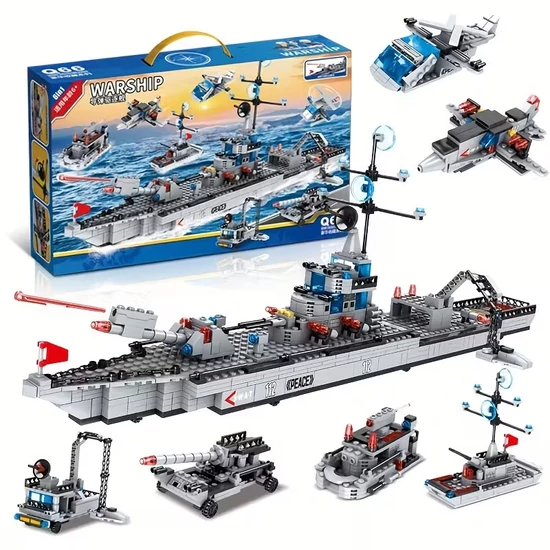 1000 darabos 6‑az‑1‑ben építőkocka tengeri hadihajó EW8459184