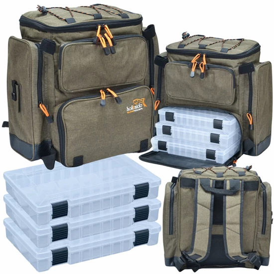 Hokkaido horgász hátizsák-táska 38×42×21 cm, 3 rekeszes W13080