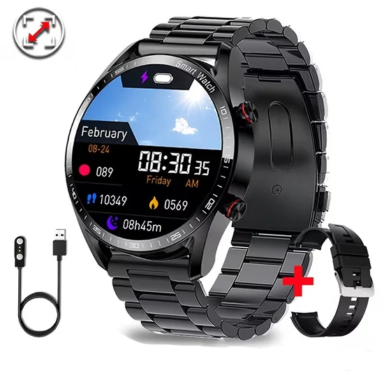 Sportos okosóra – vízálló fekete acélszíjas YH5732394-FA