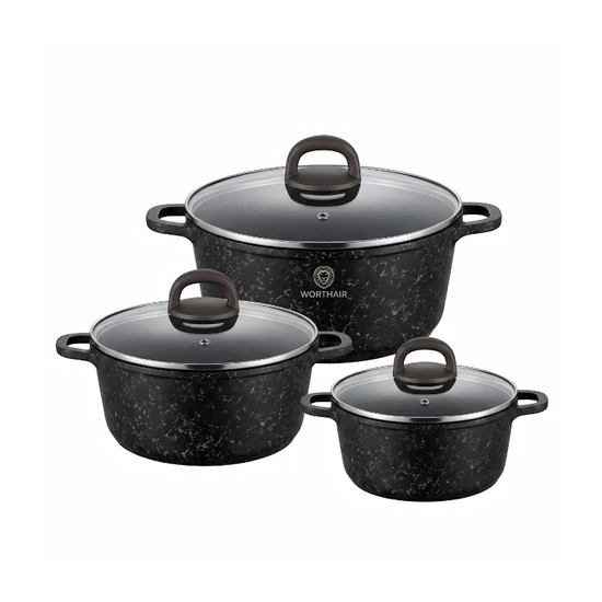 WORTHAIR 6 részes gránit bevonatos edénykészlet 18–22–26cm WORTHAIR-6