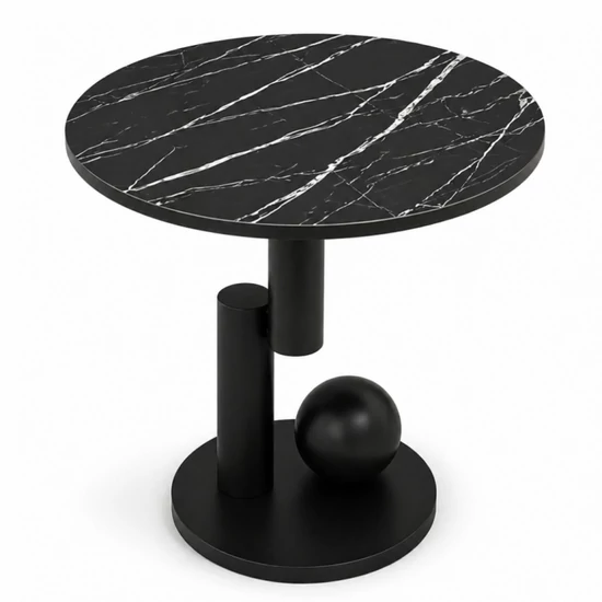 Modern Márványmintás Dohányzóasztal – Geometrikus Fekete Kivitel STL28CZ