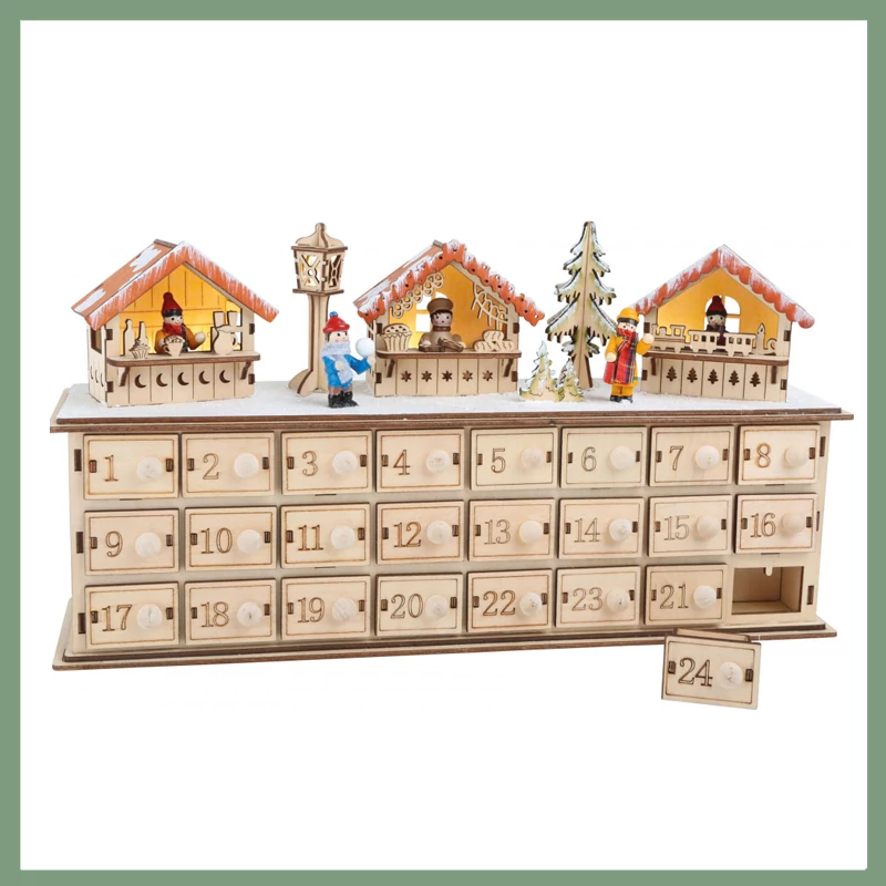 Fa adventi naptár karácsonyi bazár, 40x10x22    1290