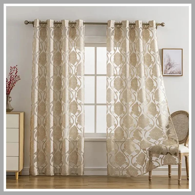 2 Paneles, Klasszikus Jacquard Átlátszó Függöny 100x200 cm, 2db LU621413-c
