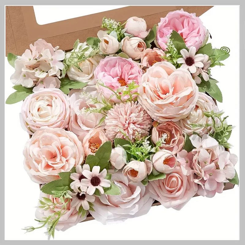 Elegáns művirág csokor dobozban 27 x 25 cm QP123127