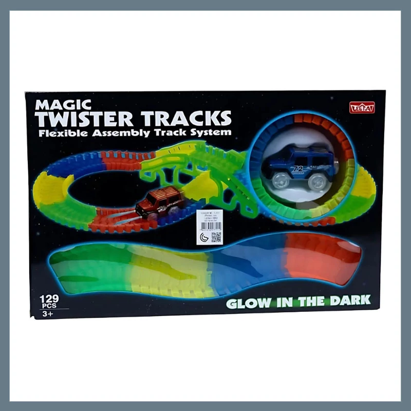 Magic Twister Tracks – Hajlítható, világító versenypálya szett 129 db-os MTT1