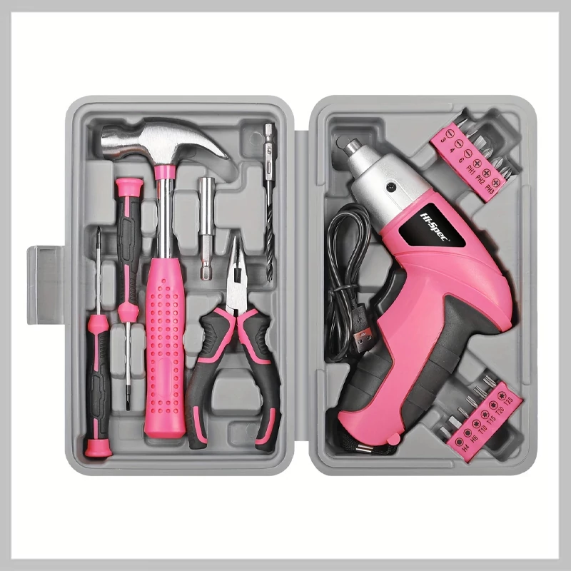 Kompakt 3.6V-os Elektromos Szerszámkészlet Tárolódobozzal Pink LR666726-P