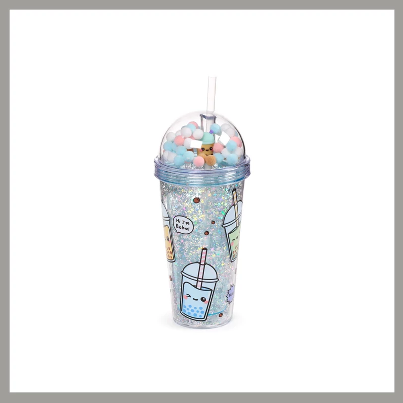 Csillámos Bubble Tea Pohár Kupakkal és Szívószállal CUP83