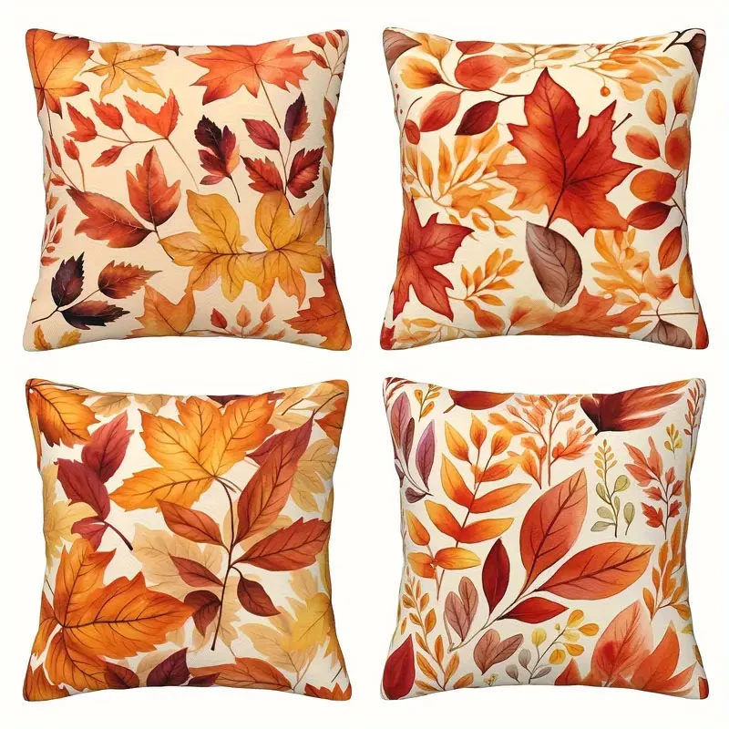 4 darabos Őszi Levélmintás Dekoratív Párnahuzat Szett 45x45cm HT5292177-2