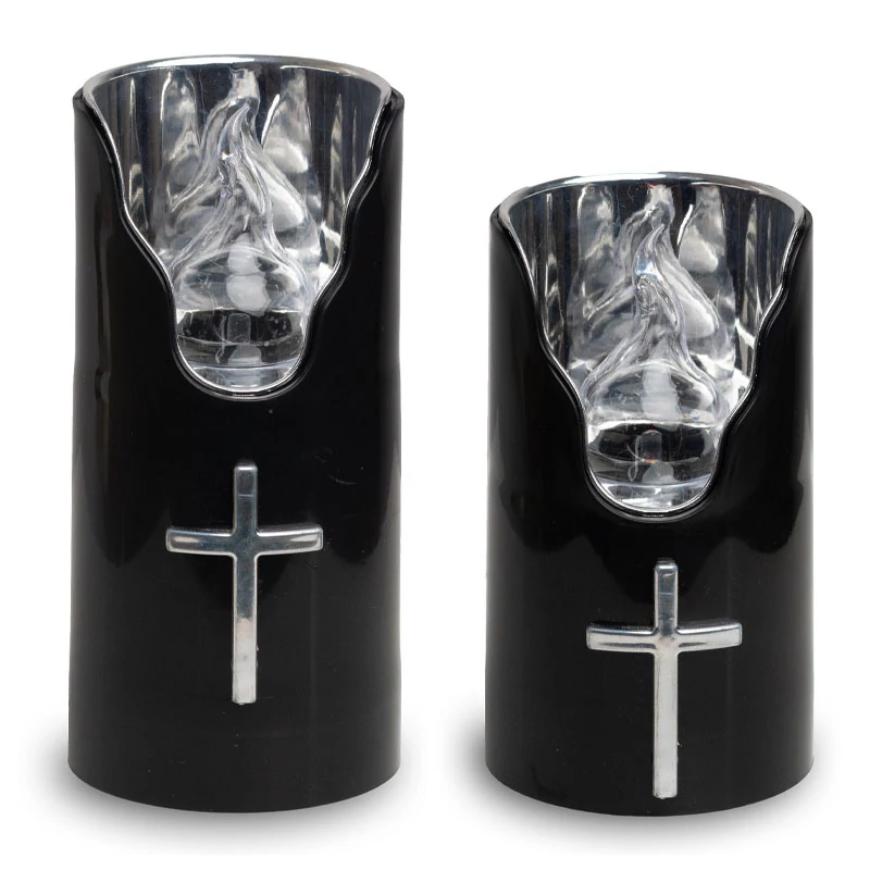 6db Elektromos LED mécses - Fekete-ezüst fehér lánggal 55532-7