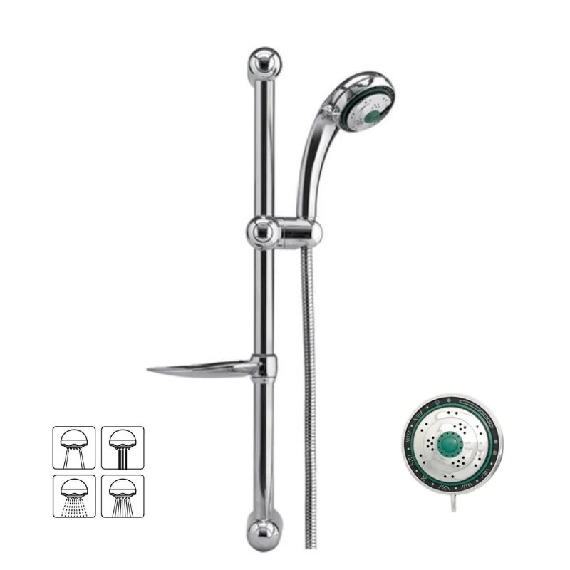 Zuhanyszett — zuhanyfej + tömlő + sín, 80 mm, 150 cm, króm TO-75558